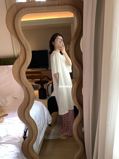 一件麻的長長白tee(有口袋）5