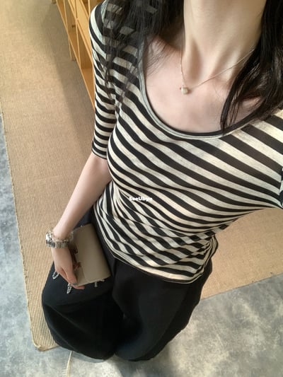 中修條紋tee(含天絲）4