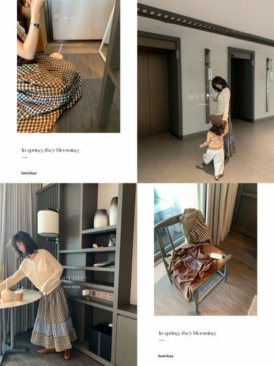 Retro|三段拼的重工格子蓬蓬裙8