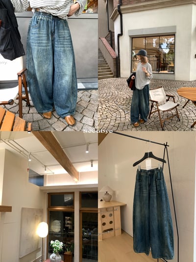 Denim古著感彎刀牛仔褲9
