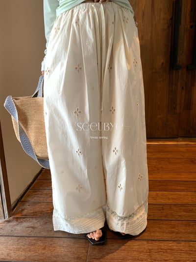 蕾絲chilly闊腿褲！好清冷啊～1