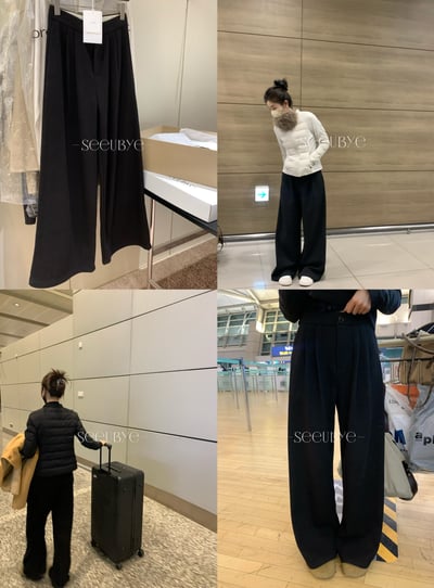 主推呢子加絨闊腿褲8