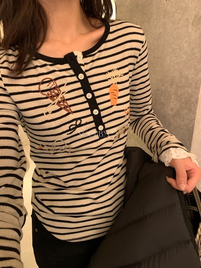 歐貨刺繡條紋拼蕾絲2