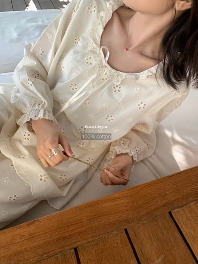 黑標|南法假日全手工勾花｜100% 全棉家居服15