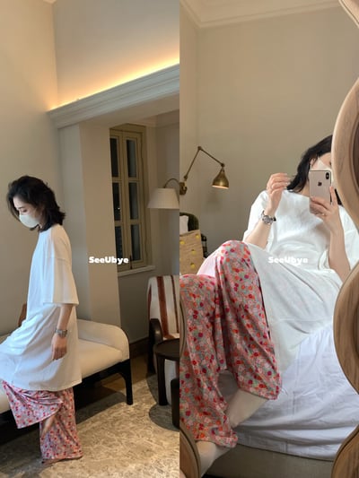 一件麻的長長白tee(有口袋）8