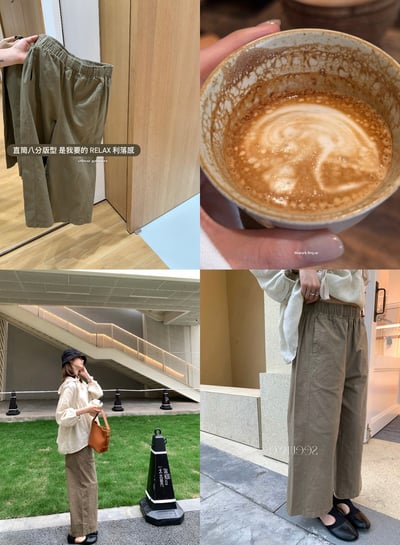 橄欖綠八分直筒褲5