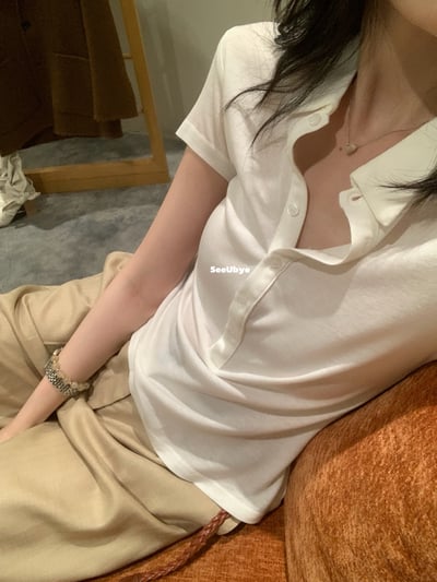 半開扣正肩紙片上衣3