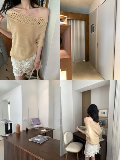 美暈溫柔斜肩上衣4
