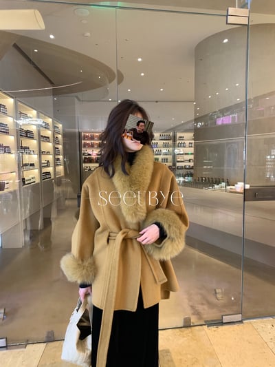 黑標｜毛毛可拆｜再送真毛領圍巾｜雙面大衣5