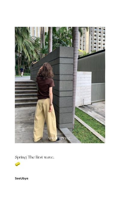 淡黃drawstring直筒褲2