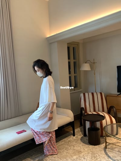 一件麻的長長白tee(有口袋）6