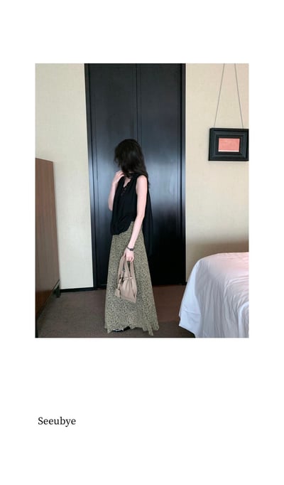 豹紋橄欖綠半身裙2