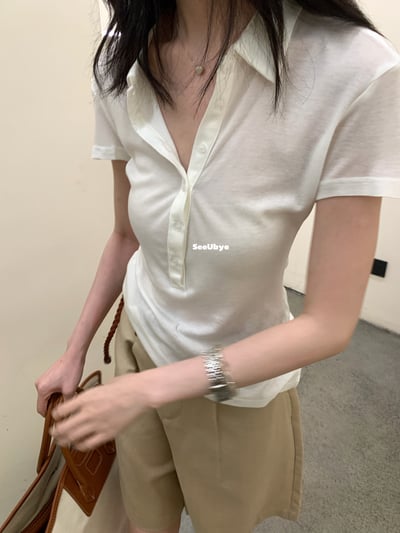 半開扣正肩紙片上衣6