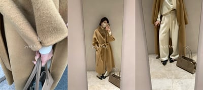 黑標｜帶真狐狸毛湘葉黃雙面手工羊絨大衣6