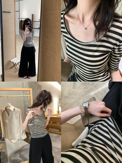 中修條紋tee(含天絲）7