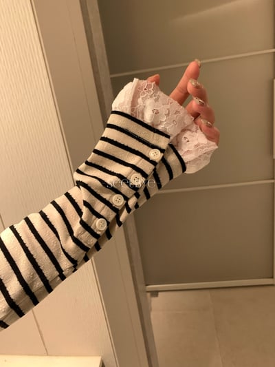 歐貨刺繡條紋拼蕾絲8