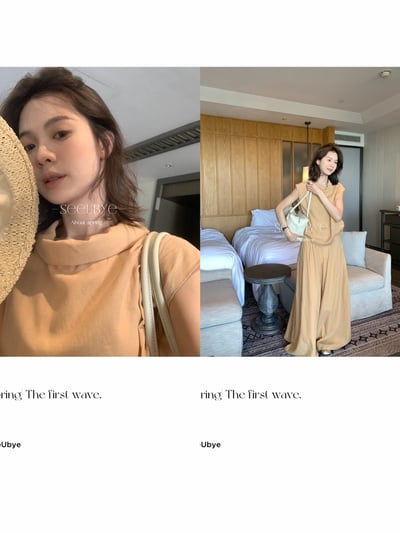 輕薄天絲小飛袖套裝｜很通勤9