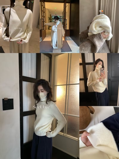 面料升級羊絨蛋白絨高領毛衣｜暖教自然發熱/7色5