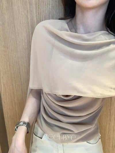 一件 柔霧盪領披肩衫｜兩種穿法3