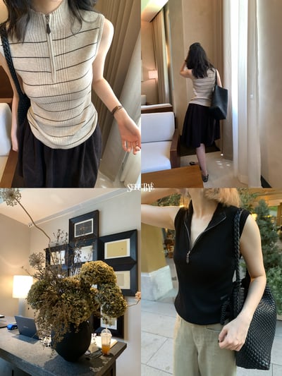 老錢風無袖拉鍊背心1