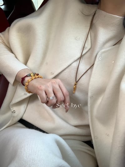 古法花絲球沙金手鏈「招財」寓意很好2