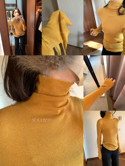 五色10%羊毛高領鎖溫打底2