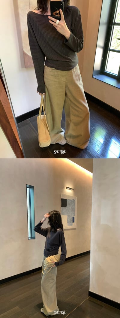 兩穿貝殼釦條紋長袖3