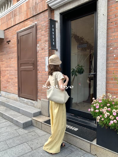 一條亞麻奶黃神褲8