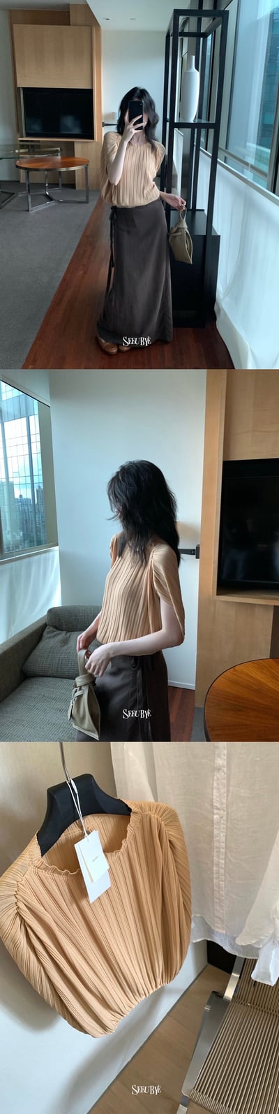 溫柔肌理蝙蝠袖兩色上衣3
