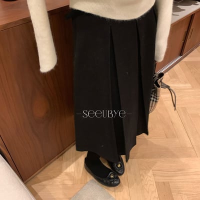 呢子百褶五分群（送腰帶）10