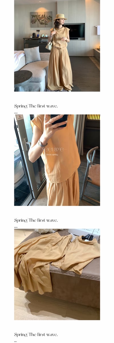 輕薄天絲小飛袖套裝｜很通勤7