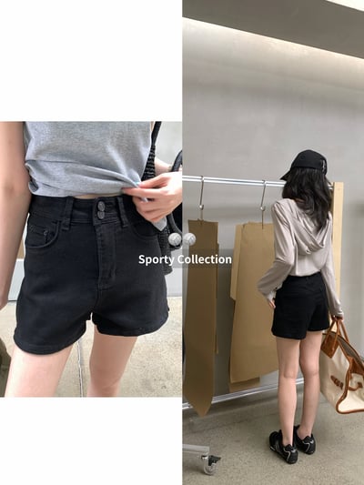 360度牛仔高腰小黑褲1