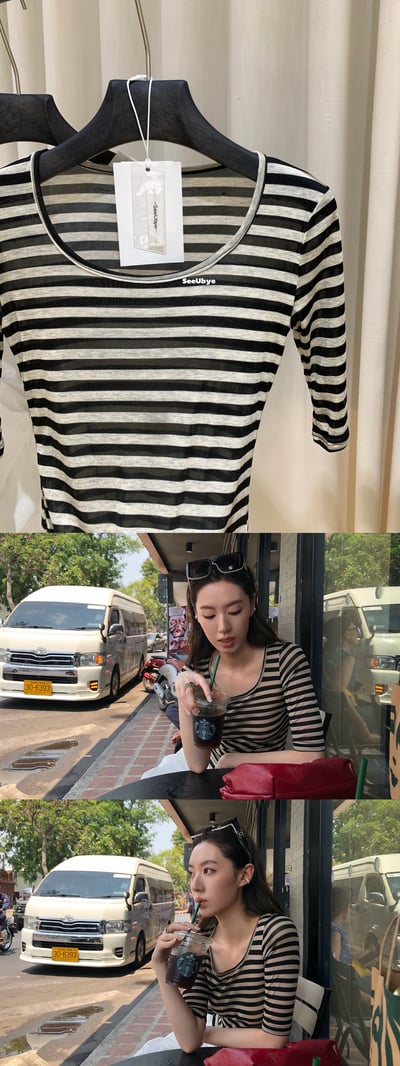 中修條紋tee(含天絲）5