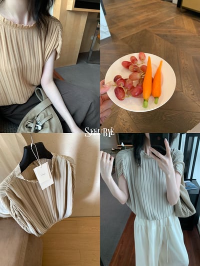 溫柔肌理蝙蝠袖兩色上衣2