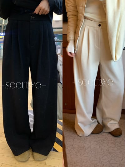 主推呢子加絨闊腿褲1