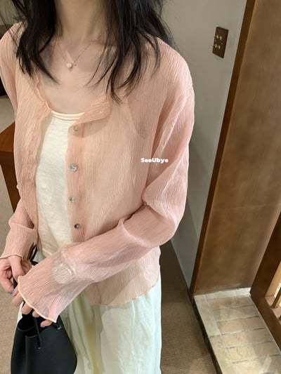 嫩粉防曬衫+吊帶（2件套）3