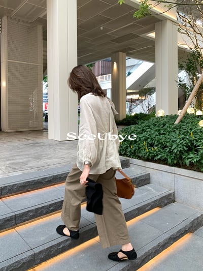 橄欖綠八分直筒褲7