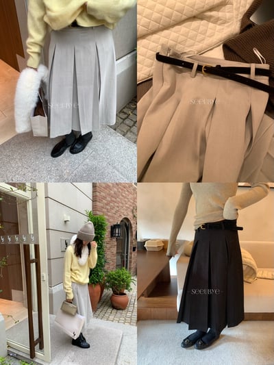 呢子百褶五分群（送腰帶）2