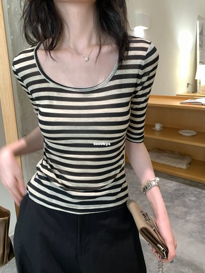 中修條紋tee(含天絲）8