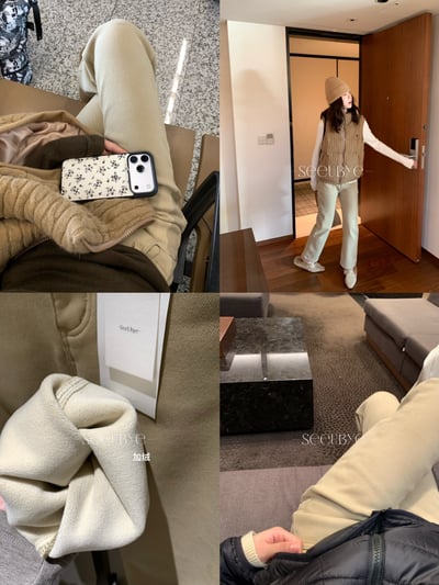 一直很想出的卡其色加絨九分褲2