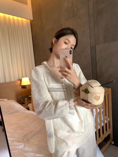 黑標|南法假日全手工勾花｜100% 全棉家居服11