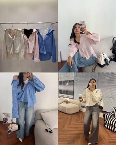 O21 正韓兩件式襯衫1