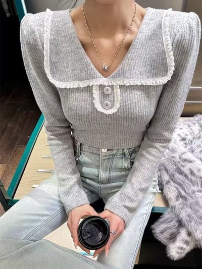 O13 正韓學院風針織上衣3