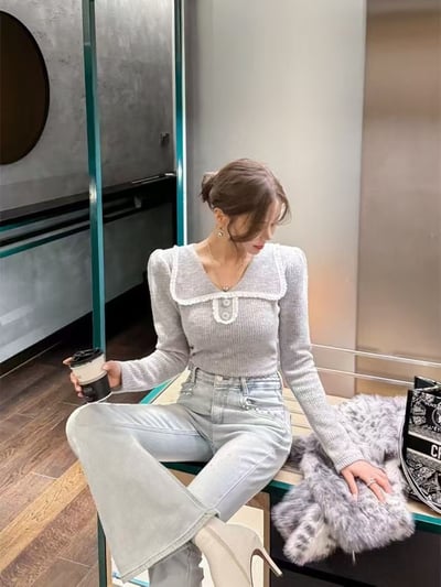 O13 正韓學院風針織上衣2