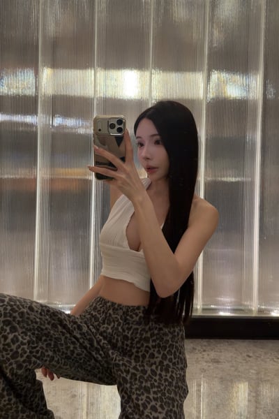 (正韓🇰🇷) 灰棕豹厚磅直筒牛仔褲5