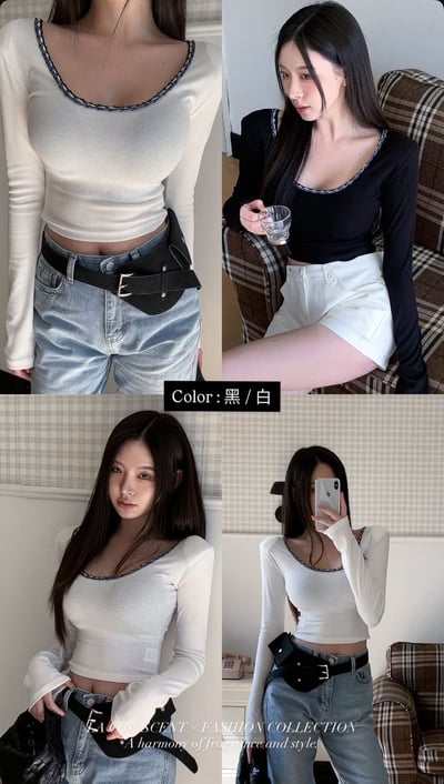 小香U領薄長袖2