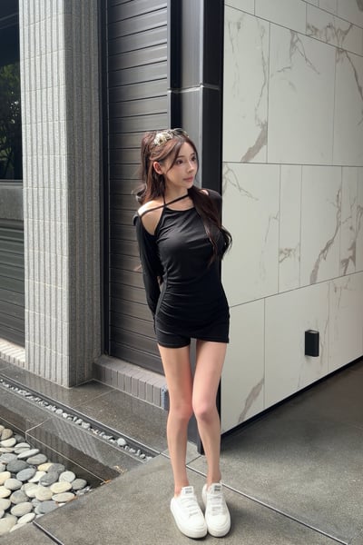 韓系不對稱抓皺上衣9