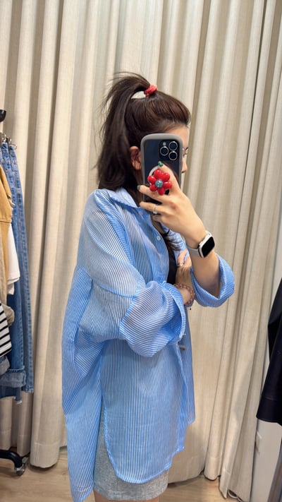 透膚直紋紋襯衫5