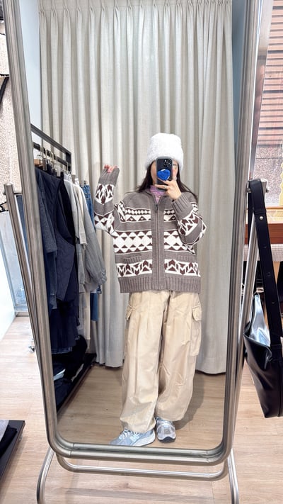 日系費爾島拉鍊外套3