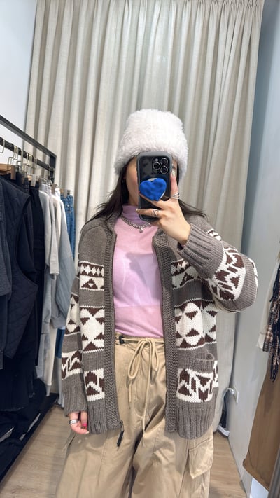 日系費爾島拉鍊外套5